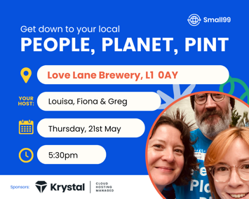 Event flyer for People Planet Pint Liverpool on Thursday 21st May 2026