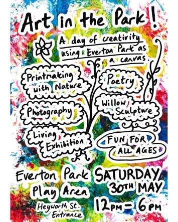 Event flyer for Art in the Park! on Saturday 30th May 2026